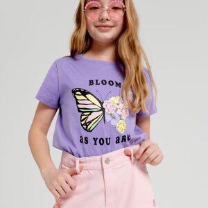 SinSay Shirt Girls 8 Purple Butterfly Bloom As You Are Short Sleeve Tee